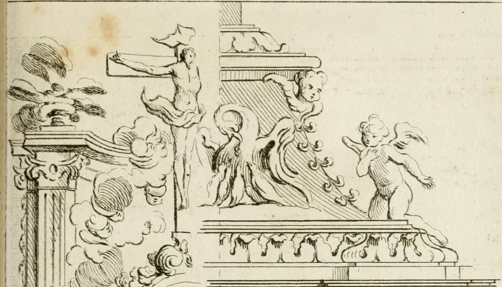 An illustration from Livre de fragments d'architectures, recüeilis et dessinés à Rome d'après les plus beaux monuments, 1720, leaf 98