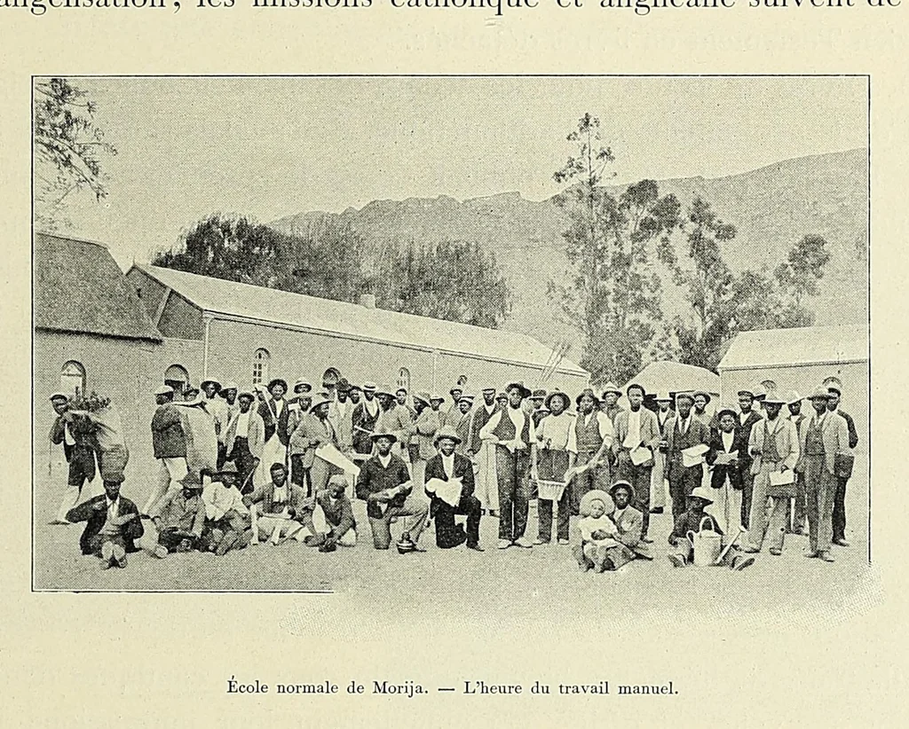 An illustration from Livre d'or de la mission du Lessouto. Soixante-quinze ans de l'histoire d'une tribu Sud-Africaine, 1833-1908, 1912, leaf 379