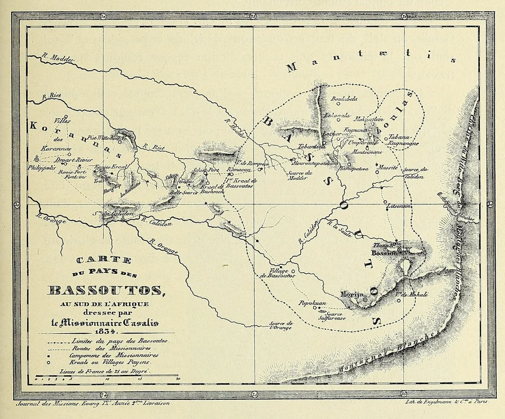 An illustration from Livre d'or de la mission du Lessouto. Soixante-quinze ans de l'histoire d'une tribu Sud-Africaine, 1833-1908, 1912, leaf 55