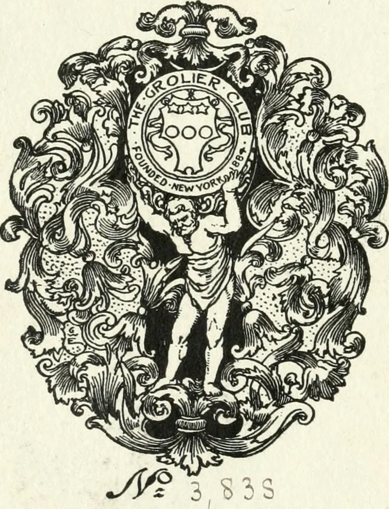 An illustration from Livre nouveau et utile pour toutes sortes d'artistes, et particulierement pour les orfevres, les orlogeurs, les peintres, les graveurs, les brodeurs, &c. : contenant quatre alphabets de chiffres fleuronnez au premier trait avec quantite de devises, d'emblemes et de noeuds d'amour : avec une table exacte pour trouver en général tous les noms et surnoms entrelassez, 1690, leaf 1