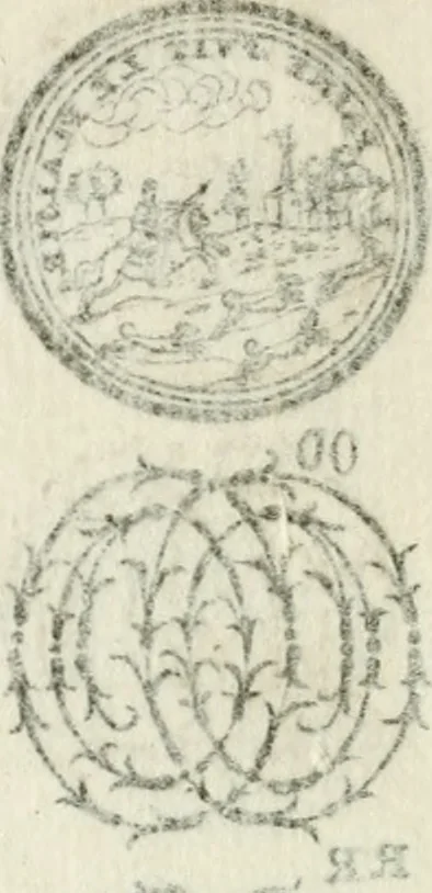 An illustration from Livre nouveau et utile pour toutes sortes d'artistes, et particulierement pour les orfevres, les orlogeurs, les peintres, les graveurs, les brodeurs, &c. : contenant quatre alphabets de chiffres fleuronnez au premier trait avec quantite de devises, d'emblemes et de noeuds d'amour : avec une table exacte pour trouver en général tous les noms et surnoms entrelassez, 1690, leaf 13