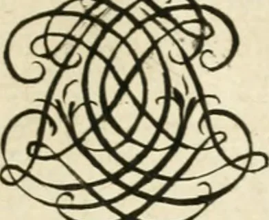 An illustration from Livre nouveau et utile pour toutes sortes d'artistes, et particulierement pour les orfevres, les orlogeurs, les peintres, les graveurs, les brodeurs, &c. : contenant quatre alphabets de chiffres fleuronnez au premier trait avec quantite de devises, d'emblemes et de noeuds d'amour : avec une table exacte pour trouver en général tous les noms et surnoms entrelassez, 1690, leaf 142