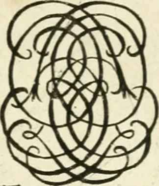 An illustration from Livre nouveau et utile pour toutes sortes d'artistes, et particulierement pour les orfevres, les orlogeurs, les peintres, les graveurs, les brodeurs, &c. : contenant quatre alphabets de chiffres fleuronnez au premier trait avec quantite de devises, d'emblemes et de noeuds d'amour : avec une table exacte pour trouver en général tous les noms et surnoms entrelassez, 1690, leaf 142