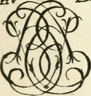An illustration from Livre nouveau et utile pour toutes sortes d'artistes, et particulierement pour les orfevres, les orlogeurs, les peintres, les graveurs, les brodeurs, &c. : contenant quatre alphabets de chiffres fleuronnez au premier trait avec quantite de devises, d'emblemes et de noeuds d'amour : avec une table exacte pour trouver en général tous les noms et surnoms entrelassez, 1690, leaf 142