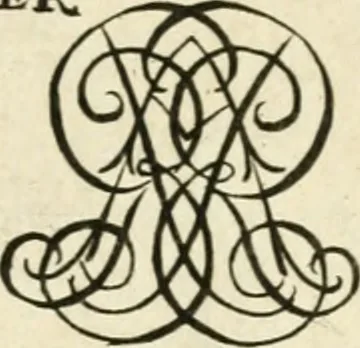 An illustration from Livre nouveau et utile pour toutes sortes d'artistes, et particulierement pour les orfevres, les orlogeurs, les peintres, les graveurs, les brodeurs, &c. : contenant quatre alphabets de chiffres fleuronnez au premier trait avec quantite de devises, d'emblemes et de noeuds d'amour : avec une table exacte pour trouver en général tous les noms et surnoms entrelassez, 1690, leaf 158