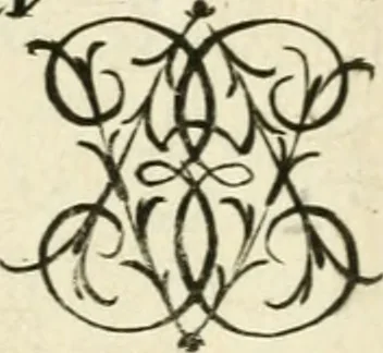An illustration from Livre nouveau et utile pour toutes sortes d'artistes, et particulierement pour les orfevres, les orlogeurs, les peintres, les graveurs, les brodeurs, &c. : contenant quatre alphabets de chiffres fleuronnez au premier trait avec quantite de devises, d'emblemes et de noeuds d'amour : avec une table exacte pour trouver en général tous les noms et surnoms entrelassez, 1690, leaf 158