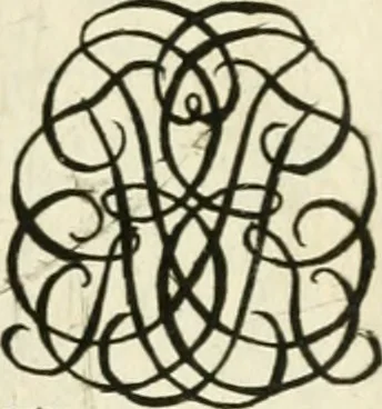 An illustration from Livre nouveau et utile pour toutes sortes d'artistes, et particulierement pour les orfevres, les orlogeurs, les peintres, les graveurs, les brodeurs, &c. : contenant quatre alphabets de chiffres fleuronnez au premier trait avec quantite de devises, d'emblemes et de noeuds d'amour : avec une table exacte pour trouver en général tous les noms et surnoms entrelassez, 1690, leaf 166