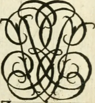 An illustration from Livre nouveau et utile pour toutes sortes d'artistes, et particulierement pour les orfevres, les orlogeurs, les peintres, les graveurs, les brodeurs, &c. : contenant quatre alphabets de chiffres fleuronnez au premier trait avec quantite de devises, d'emblemes et de noeuds d'amour : avec une table exacte pour trouver en général tous les noms et surnoms entrelassez, 1690, leaf 166