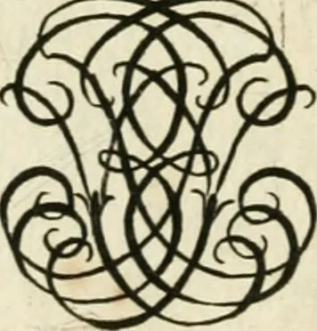 An illustration from Livre nouveau et utile pour toutes sortes d'artistes, et particulierement pour les orfevres, les orlogeurs, les peintres, les graveurs, les brodeurs, &c. : contenant quatre alphabets de chiffres fleuronnez au premier trait avec quantite de devises, d'emblemes et de noeuds d'amour : avec une table exacte pour trouver en général tous les noms et surnoms entrelassez, 1690, leaf 166