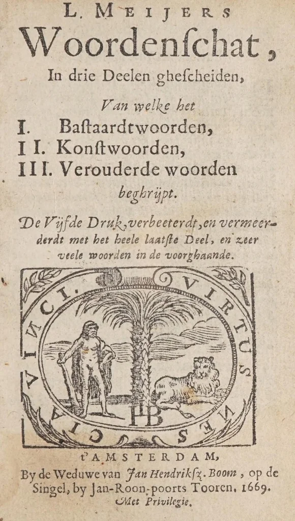 An illustration from L. Meijers woordenschat, in drie deelen ghescheiden., 1669, leaf 9
