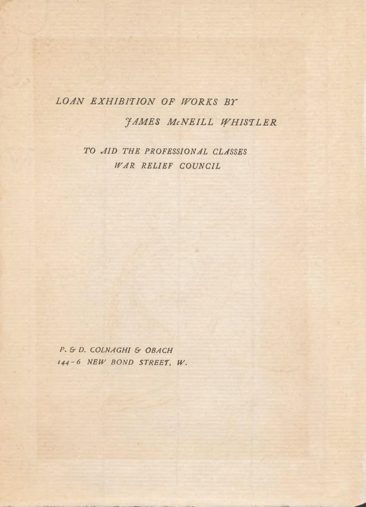 An illustration from Loan exhibition of works by James McNeill Whistler to aid the Professional Classes War Relief Council, 1915, leaf 7