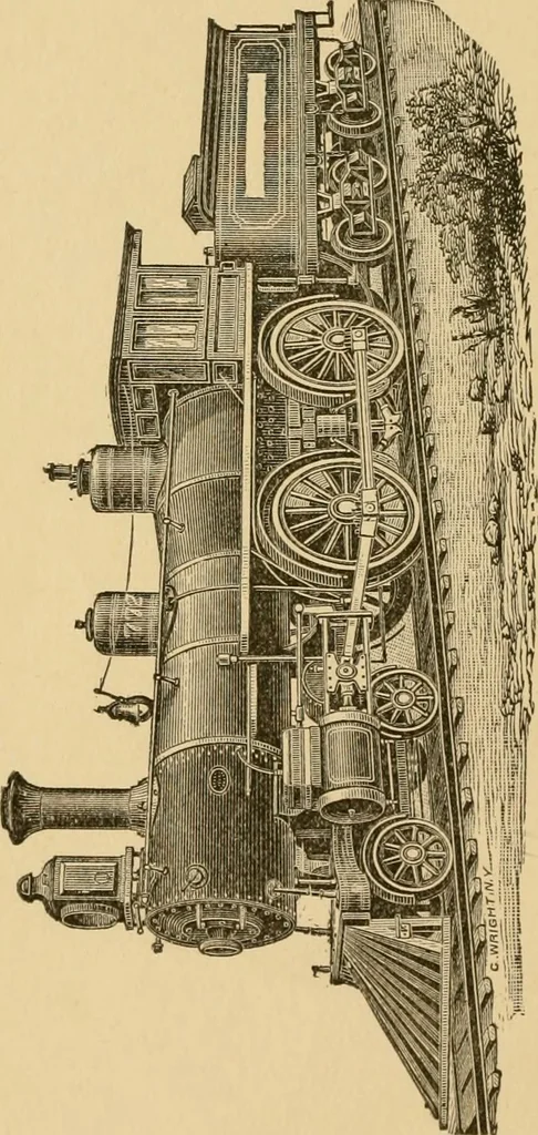 An illustration from Locomotive engine running and management : a treatise on locomotive engines, showing their performance in running different kinds of trains with economy and dispatch; also directions regarding the care, management, and repairs of locomotives and all their connections, 1888, leaf 5