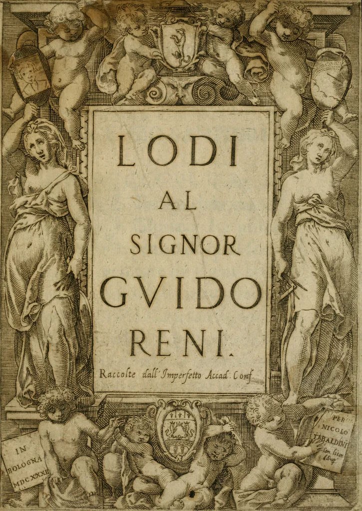 An illustration from Lodi al Signor Guido Reni : raccolte dall'Imperfetto Accad. Conf, 1632, leaf 2