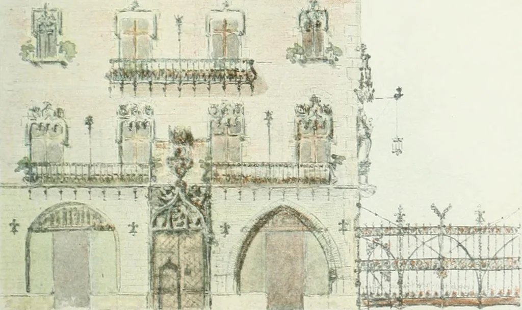 An illustration from L'oeuvre de Puig Cadafalch, architecte, 1896-1904 : architecture, décoration, mobilier, serrurerie, carrelages, &c, &, 1904, leaf 18