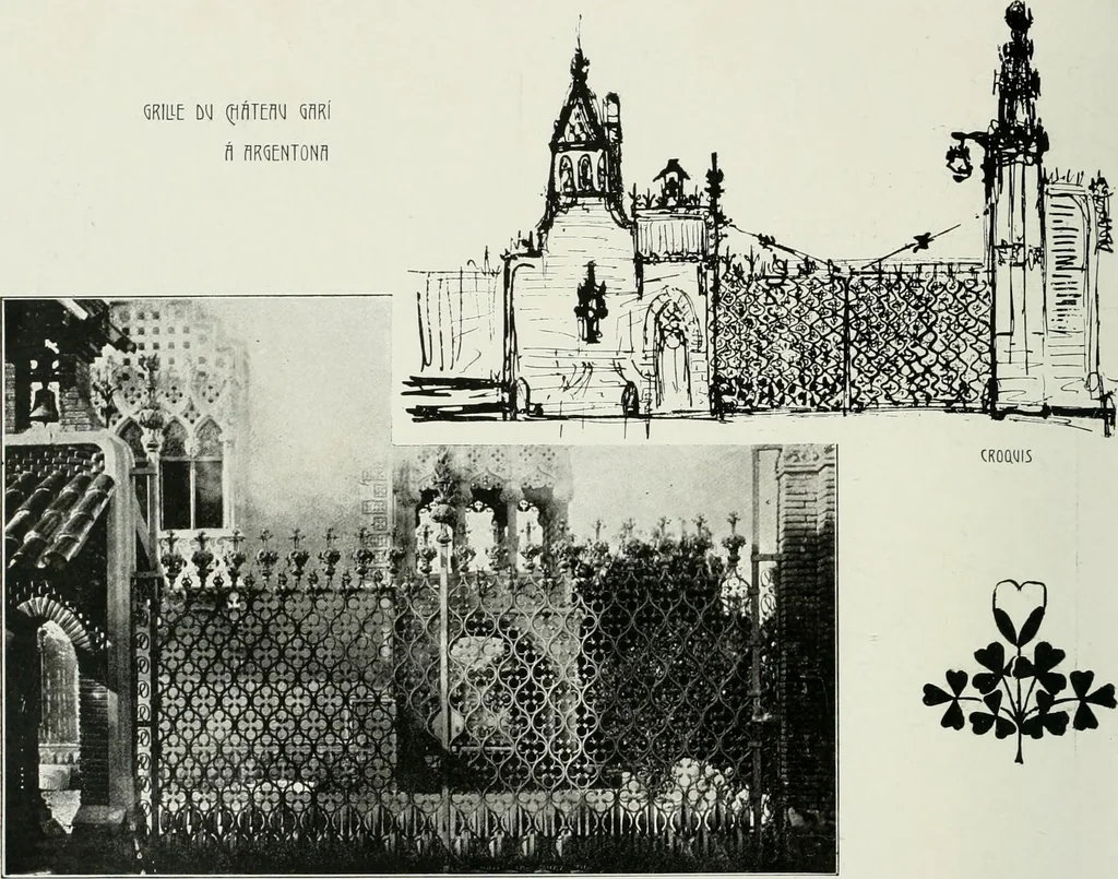 An illustration from L'oeuvre de Puig Cadafalch, architecte, 1896-1904 : architecture, décoration, mobilier, serrurerie, carrelages, &c, &, 1904, leaf 39