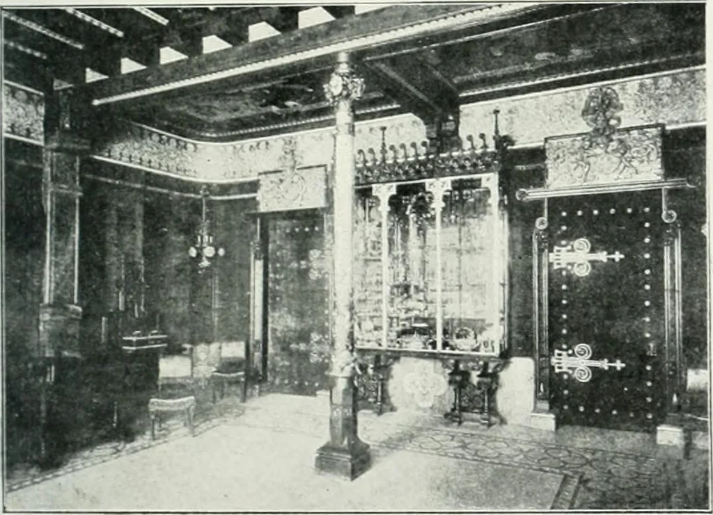 An illustration from L'oeuvre de Puig Cadafalch, architecte, 1896-1904 : architecture, décoration, mobilier, serrurerie, carrelages, &c, &, 1904, leaf 42