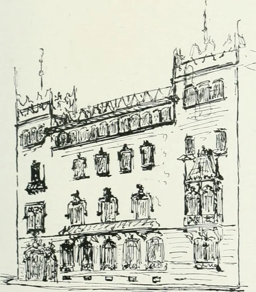 An illustration from L'oeuvre de Puig Cadafalch, architecte, 1896-1904 : architecture, décoration, mobilier, serrurerie, carrelages, &c, &, 1904, leaf 68