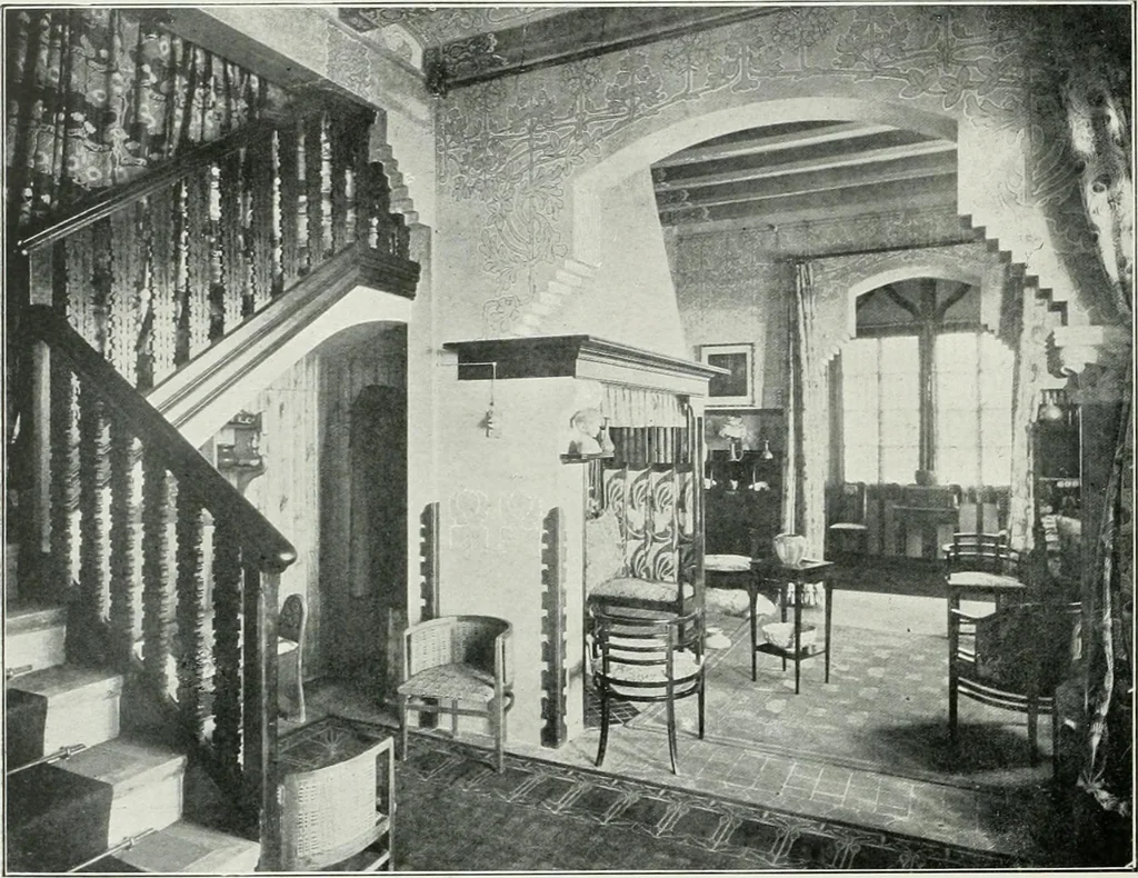 An illustration from L'oeuvre de Puig Cadafalch, architecte, 1896-1904 : architecture, décoration, mobilier, serrurerie, carrelages, &c, &, 1904, leaf 91