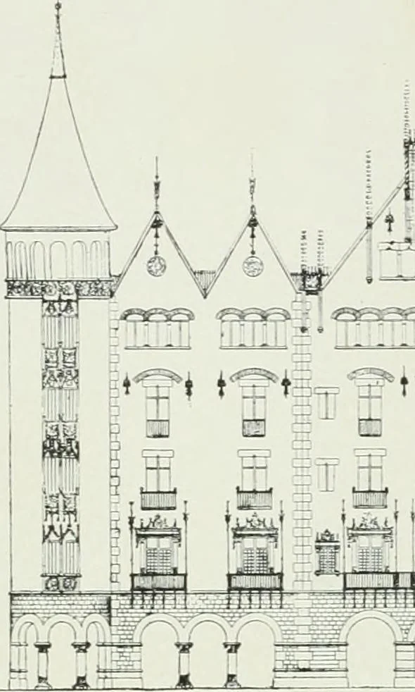An illustration from L'oeuvre de Puig Cadafalch, architecte, 1896-1904 : architecture, décoration, mobilier, serrurerie, carrelages, &c, &, 1904, leaf 99