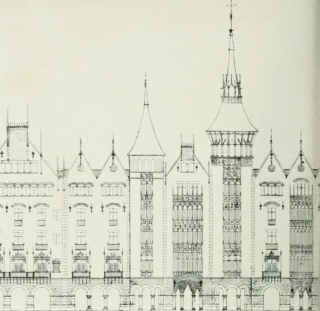 An illustration from L'oeuvre de Puig Cadafalch, architecte, 1896-1904 : architecture, décoration, mobilier, serrurerie, carrelages, &c, &, 1904, leaf 99