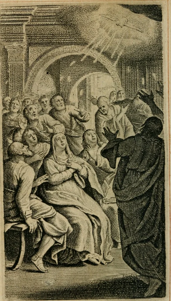 An illustration from L'office de l'église en latin et en français. Contenant l'office de la Vierge pour toute l'année: l'office des dimanches & des fêtes ... Avec une instruction pour les fidelles, 1672, leaf 371
