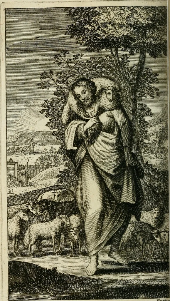 An illustration from L'office du Bon Pasteur, Latin & François, 1700, leaf 1