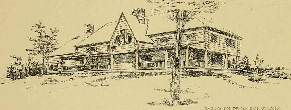 An illustration from Log cabins and cottages; how to build and furnish them, 1908, leaf 102