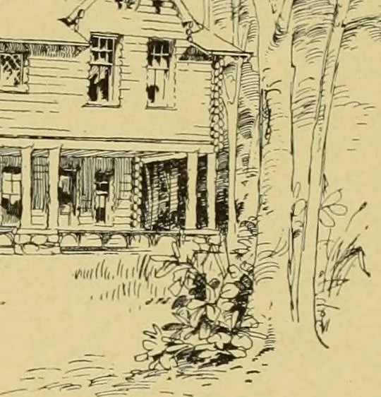 An illustration from Log cabins and cottages; how to build and furnish them, 1908, leaf 110