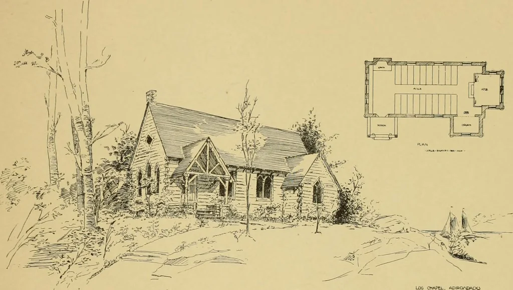 An illustration from Log cabins and cottages; how to build and furnish them, 1908, leaf 116