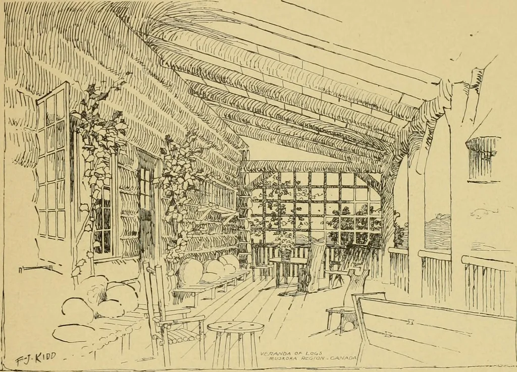 An illustration from Log cabins and cottages; how to build and furnish them, 1908, leaf 118