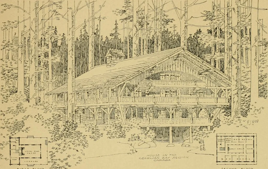 An illustration from Log cabins and cottages; how to build and furnish them, 1908, leaf 120