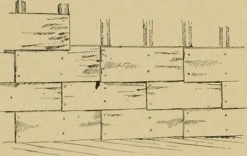 An illustration from Log cabins and cottages; how to build and furnish them, 1908, leaf 27