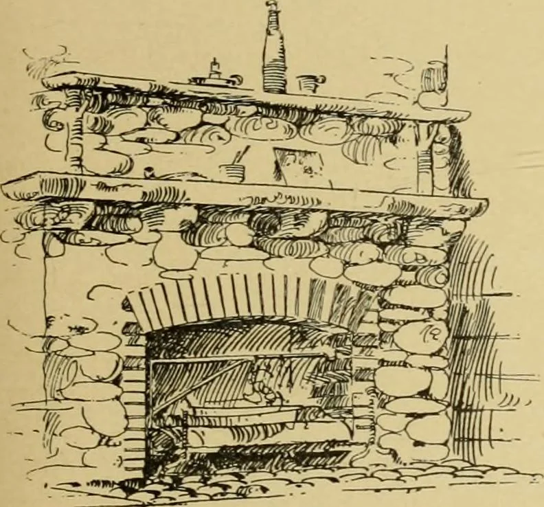 An illustration from Log cabins and cottages; how to build and furnish them, 1908, leaf 28