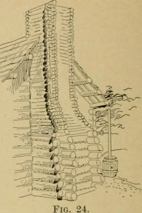An illustration from Log cabins and cottages; how to build and furnish them, 1908, leaf 31