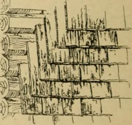 An illustration from Log cabins and cottages; how to build and furnish them, 1908, leaf 37