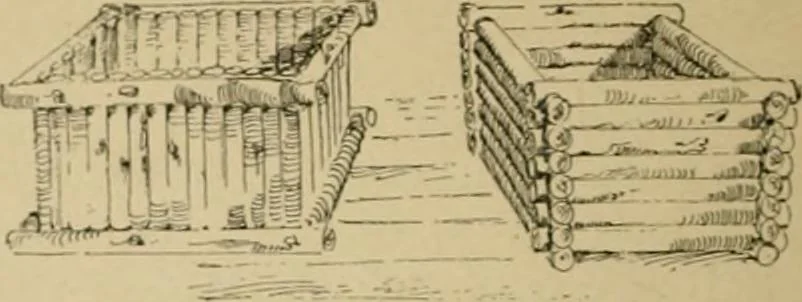 An illustration from Log cabins and cottages; how to build and furnish them, 1908, leaf 41
