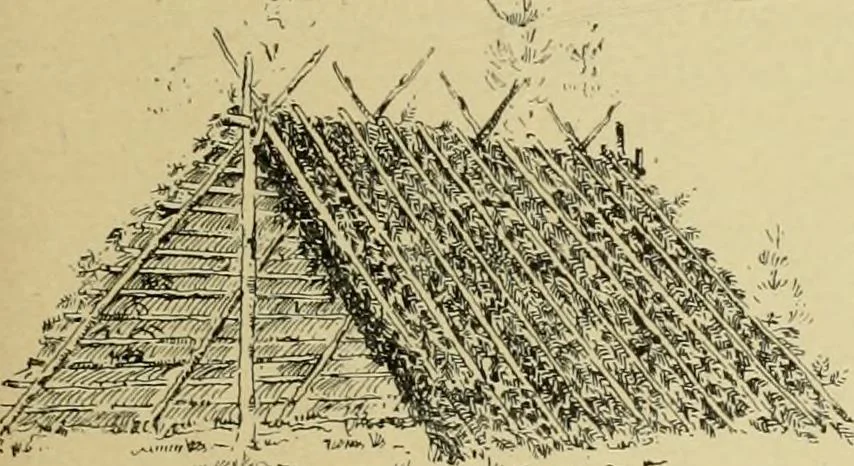 An illustration from Log cabins and cottages; how to build and furnish them, 1908, leaf 46