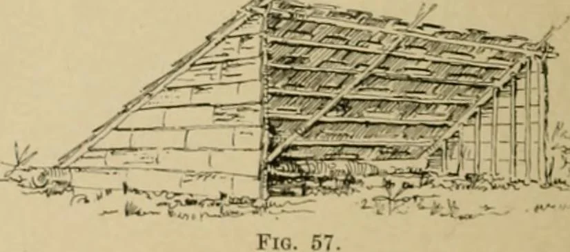 An illustration from Log cabins and cottages; how to build and furnish them, 1908, leaf 47