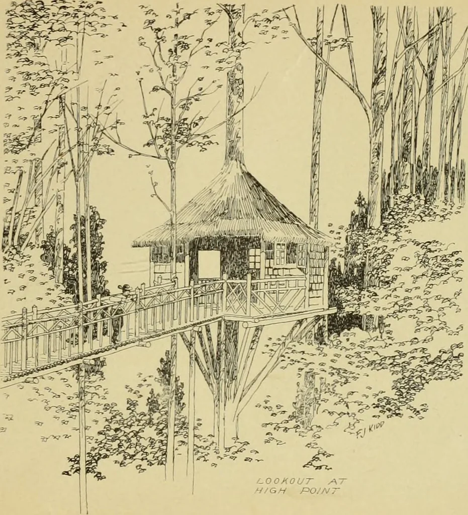 An illustration from Log cabins and cottages; how to build and furnish them, 1908, leaf 52
