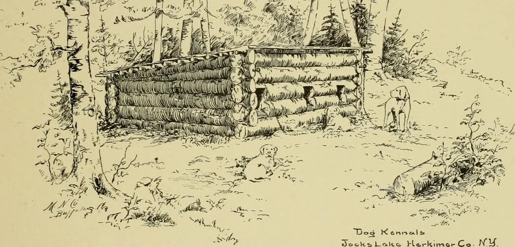 An illustration from Log cabins and cottages; how to build and furnish them, 1908, leaf 60