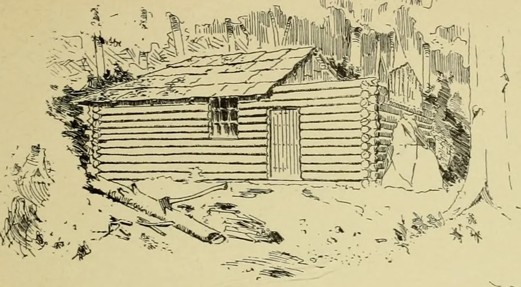 An illustration from Log cabins and cottages; how to build and furnish them, 1908, leaf 62