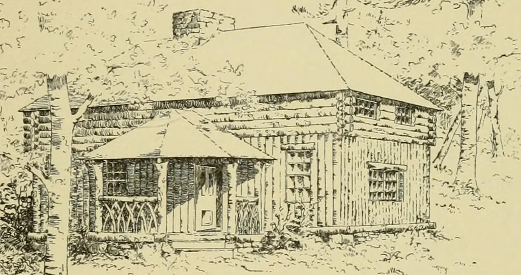 An illustration from Log cabins and cottages; how to build and furnish them, 1908, leaf 78