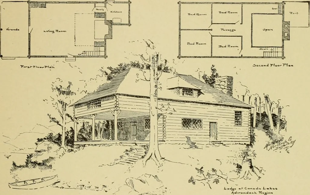 An illustration from Log cabins and cottages; how to build and furnish them, 1908, leaf 86