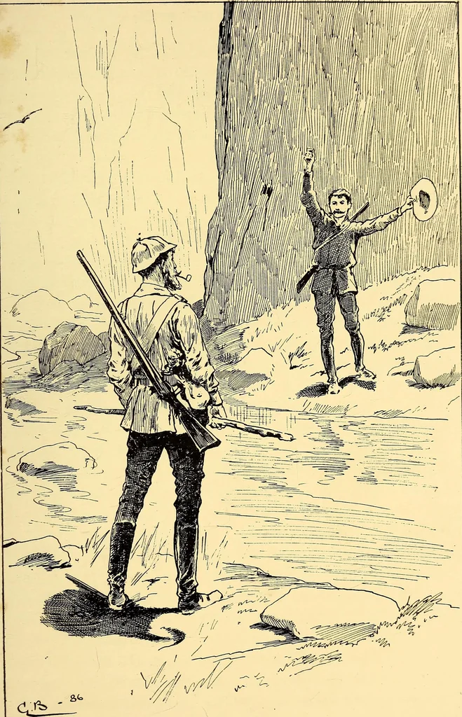An illustration from The log of the "Flying Fish" : a story of aerial and submarine peril and adventure, 1887, leaf 218