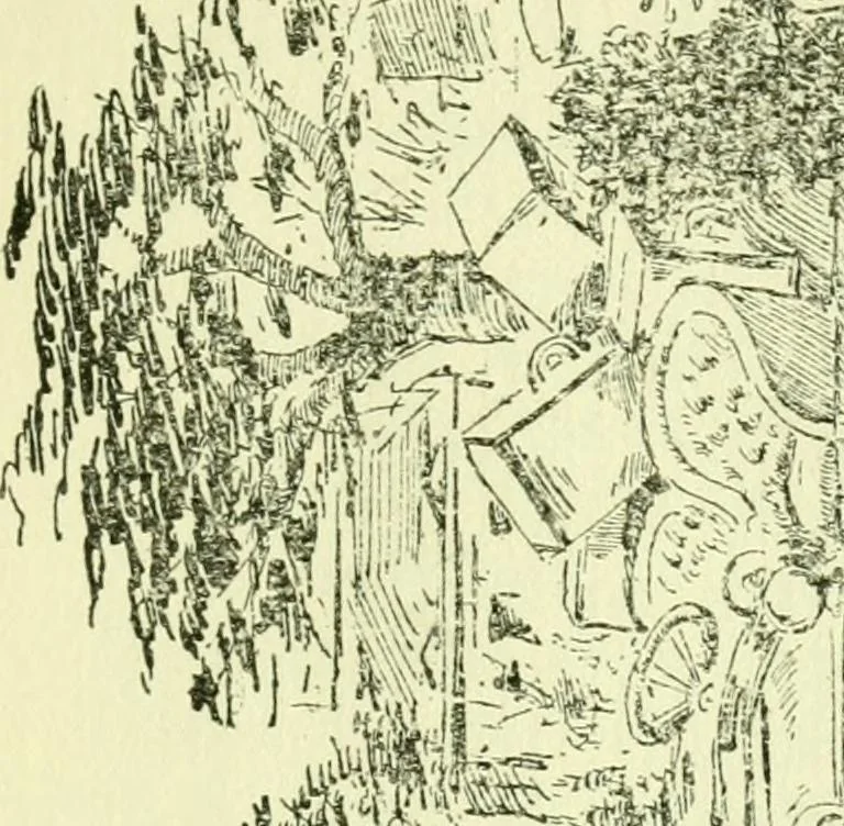 An illustration from The log or diary of our automobile voyage through Maine and the White Mountains, 1910, leaf 14