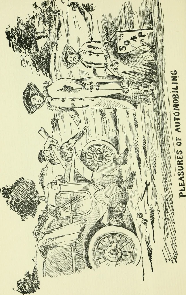 An illustration from The log or diary of our automobile voyage through Maine and the White Mountains, 1910, leaf 25