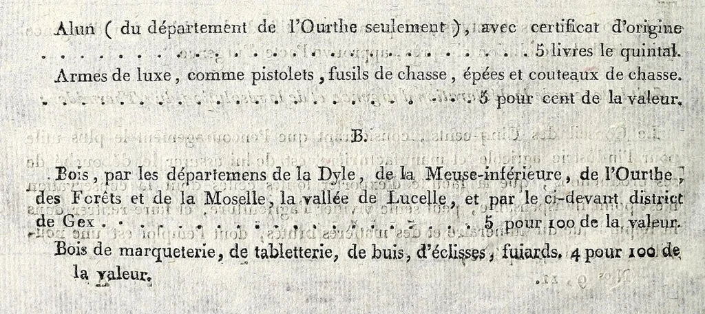An illustration from Loi et arrêté du Directoire exécutif, concernant l'exportation des marchandises : des 19 et 21 thermidor, an IV de la République française, une et indivisible, 1796, leaf 2