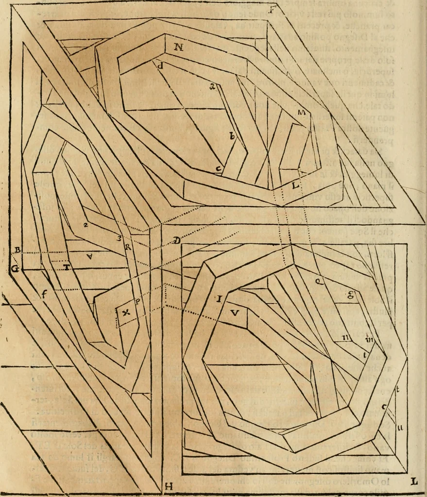 An illustration from Lo inganno de gl'occhi, prospettiva pratica, 1625, leaf 155