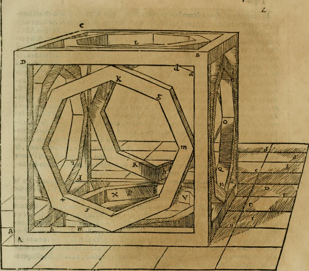 An illustration from Lo inganno de gl'occhi, prospettiva pratica, 1625, leaf 156
