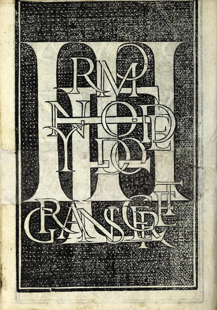 An illustration from Lo presente libro insegna la vera arte delo excelle[n]te scriuere de diuerse varie sorti de litere : lequali se fano p[e]r geometrica ragione & con la presente opera ognuno le potra imparare impochi giorni p[er] lo amaistramento, ragione, & essempli, come qui seguente vederai, 1539, leaf 36